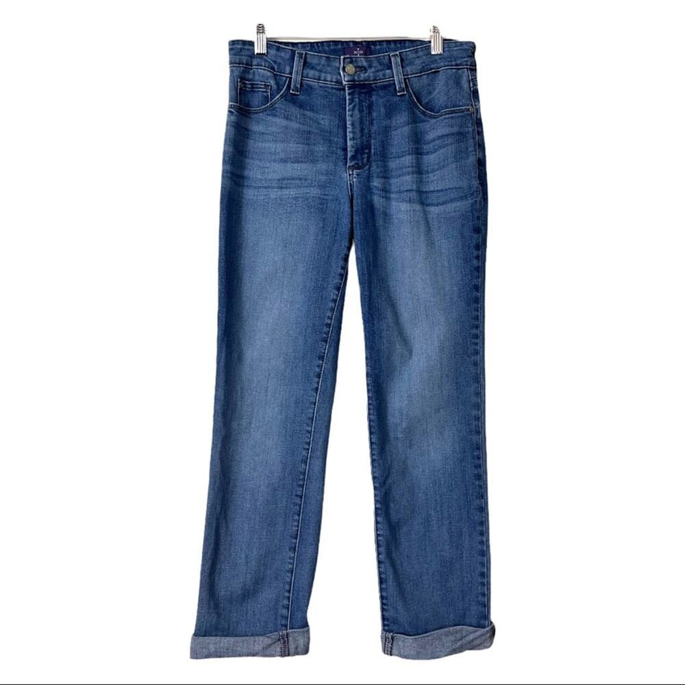 NYDJ Women's Petite Cuffed Hem Ankle High Rise Medium Blue Rinse Jeans Size 6P